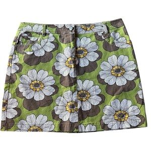 Boden Retro Floral Denim Mini Skirt Size 14R